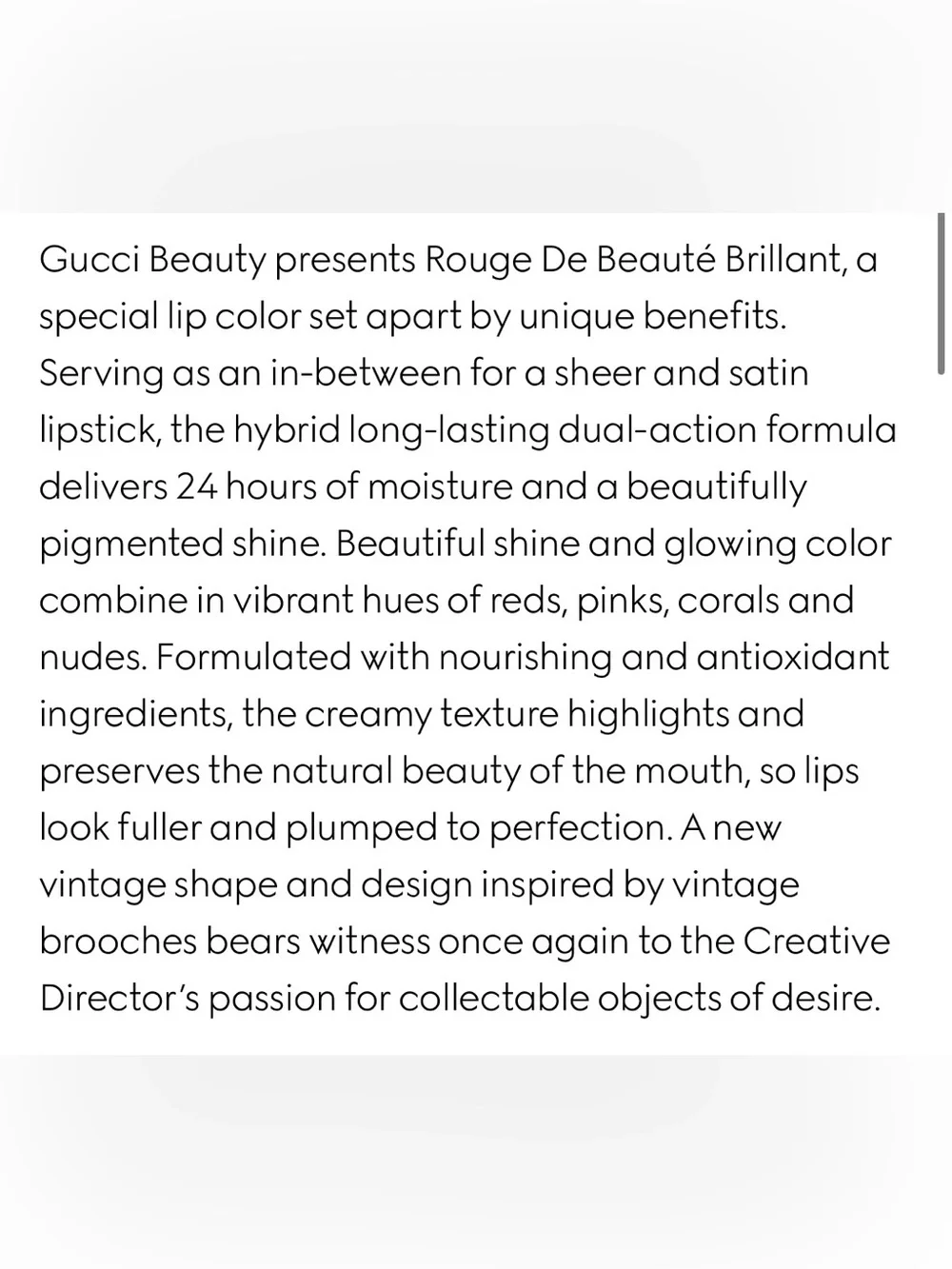 Gucci 411 Emmy Petal, Rouge De Beauté Brillant Lipstick NIB